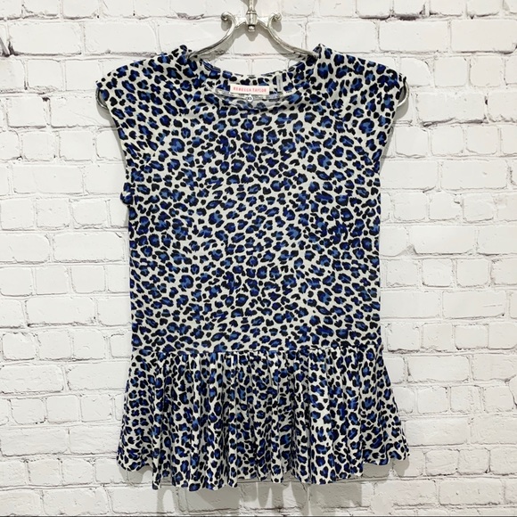 Rebecca Taylor Leopard Peplum Top Blue Size XS - Picture 4 of 8
